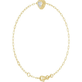 14K Yellow 1/2 CT Natural Diamond Heart 6 1/2-7 1/2" Bracelet