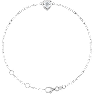 Sterling Silver 1/2 CT Natural Diamond Heart 6 1/2-7 1/2" Bracelet