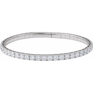14K White 5 CTW Natural Diamond  Flexible Bangle 7" Bracelet