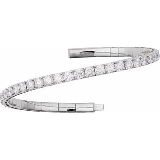 14K White 4 CTW Lab-Grown Diamond  Flexible Bangle 7" Bracelet