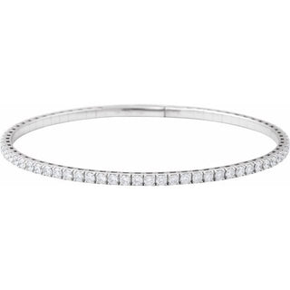 14K White 3 CTW Lab-Grown Diamond Flexible Bangle 7" Bracelet