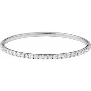 14K White 5 CTW Natural Diamond Flexible Bangle 7" Bracelet