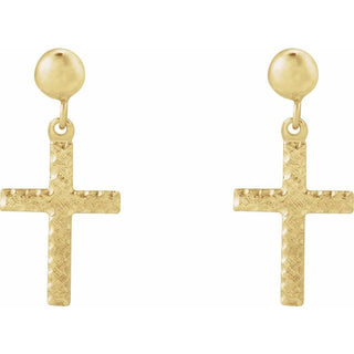 14K Yellow 11x8 mm Cross Earrings