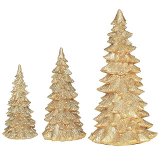 11.75-Inch 3-Piece Set Gold Tree With Gold Glitter
