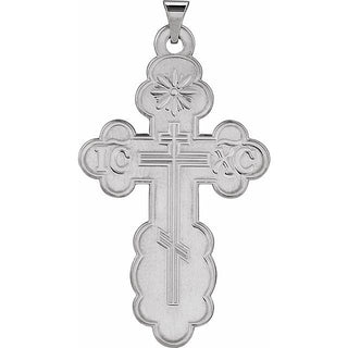 14K White 40x26 mm Orthodox Cross Pendant
