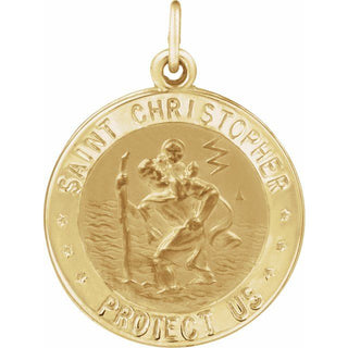 14K Yellow 18 mm Round Saint Christopher Medal U.S. Navy Medal