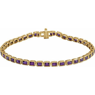14K Yellow Natural Amethyst Line 7" Bracelet