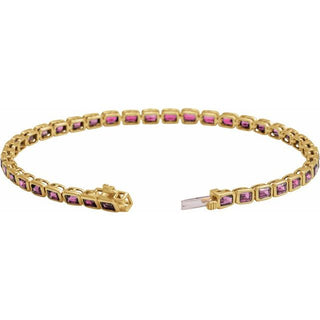 14K Yellow Natural Pink Tourmaline Line 7" Bracelet