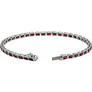 14K White Natural Mozambique Garnet Line 7" Bracelet