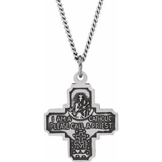 Sterling Silver 19x17.7 mm Four-Way Cross Medal 18" Necklace