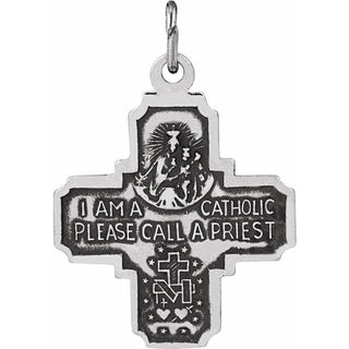14K White 18x18 mm Four-Way Cross Medal