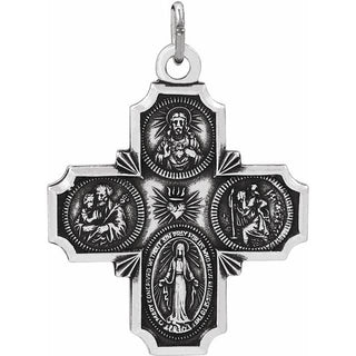 14K White 30x29 mm Four-Way Cross Medal 