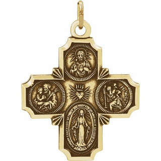 14K Yellow 30x29 mm Four-Way Cross Medal