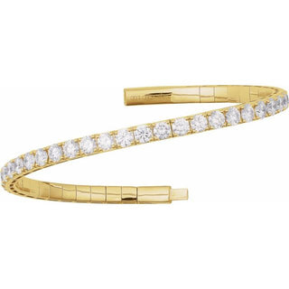 14K Yellow 3 CTW Lab-Grown Diamond  Flexible Bangle 7" Bracelet