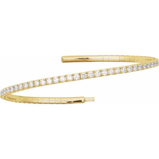 14K Yellow 1 CTW Natural Diamond  Flexible Bangle 7" Bracelet