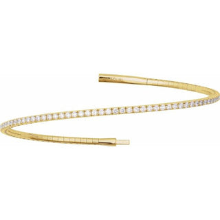 14K Yellow 2 CTW Lab-Grown Diamond Flexible Bangle 7" Bracelet