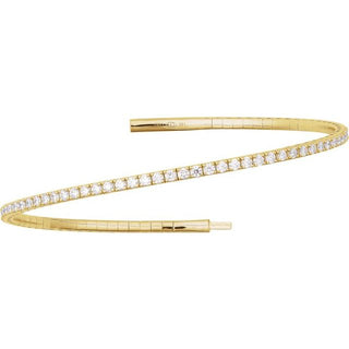 14K Yellow 3 CTW Natural Diamond Flexible Bangle 7" Bracelet