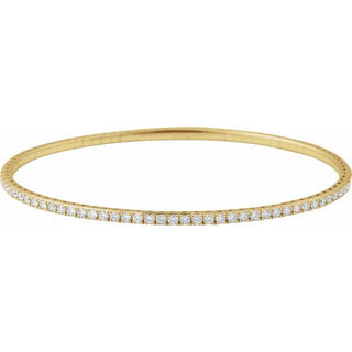 14K Yellow 2 CTW Natural Diamond  Flexible Bangle 7" Bracelet