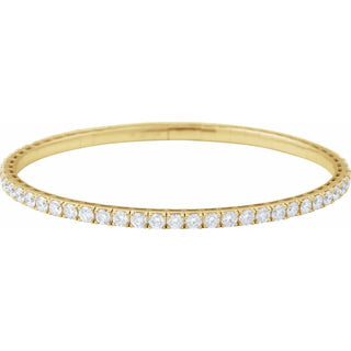 14K Yellow 5 CTW Natural Diamond Flexible Bangle 7" Bracelet