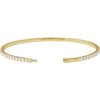 14K Yellow 3 CTW Lab-Grown Diamond Flexible Bangle 7" Bracelet