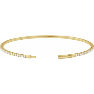 14K Yellow 1 1/2 CTW Natural Diamond Flexible Bangle 7" Bracelet