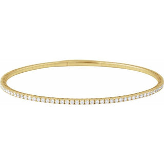 14K Yellow 2 CTW Natural Diamond Flexible Bangle 7" Bracelet