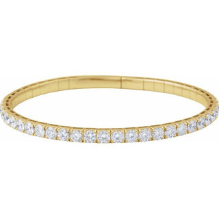 14K Yellow 3 CTW Natural Diamond  Flexible Bangle 7" Bracelet