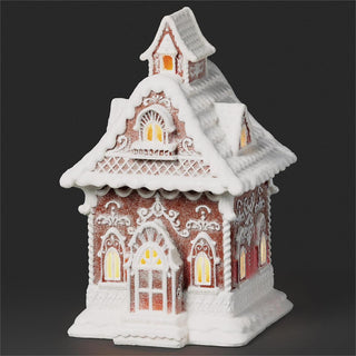 10.5-Inch Lighted Gingerbread House - Elegant Decor