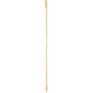 14K Yellow Beaded Cross 7" Bracelet