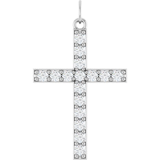 14K White 1/2 CTW Lab-Grown Diamond Cross Pendant 