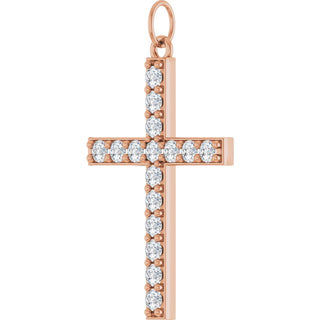 14K Rose 1/2 CTW Lab-Grown Diamond Cross Pendant 