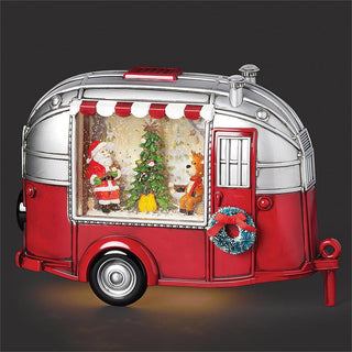 6.5-Inch Lighted Swirl Camper Santa & Reindeer Campfire