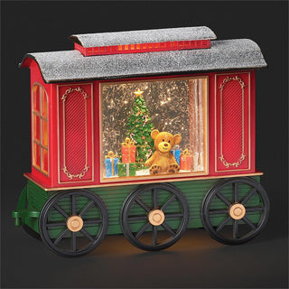 7.75-Inch Lighted Swirl Train Car With Bear & Christmas Tree