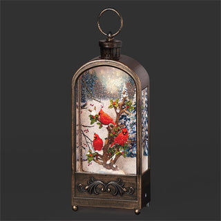 11.75-Inch Lighted Swirl Lantern Arch - Cardinals - Printed Background