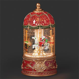 9-Inch Lighted Musical Swirl Carousel, Rotating Santa
