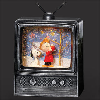 9-Inch Lighted Musical Swirl Tv Snoopy & Charlie Brown By Tree