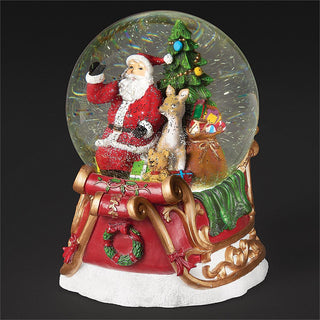 6.7-Inch Lighted Musical Swirl Dome Santa In Sleigh - 120Mm