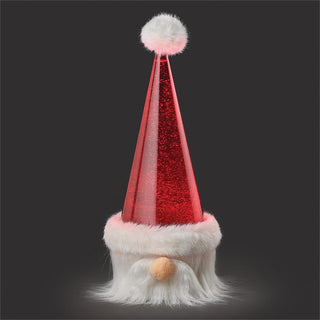 12-Inch Lighted Swirl Santa Hat Gnome Head