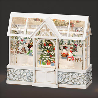 8-Inch Lighted Swirl Greenhouse Snowman Choir