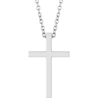 14K White 15x9.5 mm Cross 18" Necklace