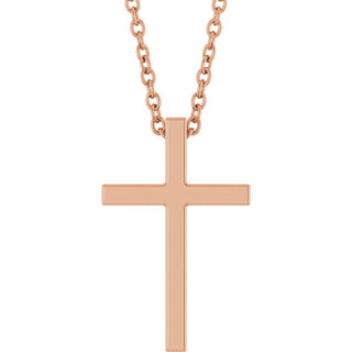 14K Rose 15x9.5 mm Cross 18" Necklace