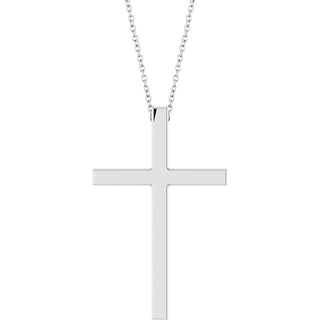 14K White 33x20.9 mm Cross 18" Necklace