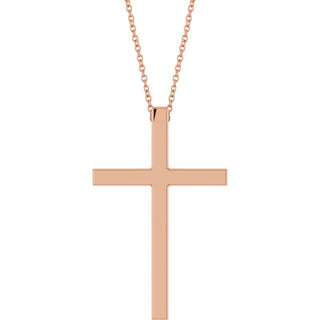 14K Rose 33x20.9 mm Cross 18" Necklace