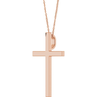 14K Rose 33x20.9 mm Cross 18" Necklace