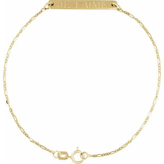 14K Yellow Engravable Bar 7" Bracelet
