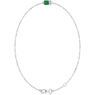 14K White Lab-Grown Emerald 6 1/2-7 1/2" Bracelet