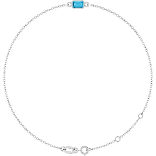 14K White Natural Aquamarine 6 1/2-7 1/2" Bracelet