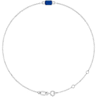 14K White Lab-Grown Blue Sapphire 6 1/2-7 1/2" Bracelet