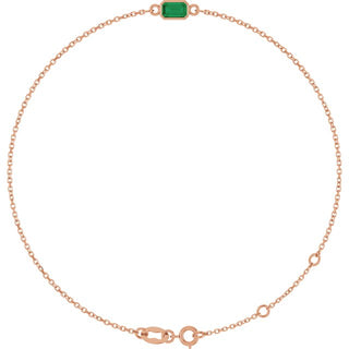 14K Rose Natural Emerald 6 1/2-7 1/2" Bracelet