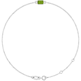 14K White Natural Peridot 6 1/2-7 1/2" Bracelet